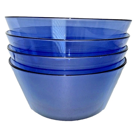 Other - Cobalt Blue Sturdy Plastic Cereal or Soup Bowls 16 oz. Set of 4 Dishwasher Safe